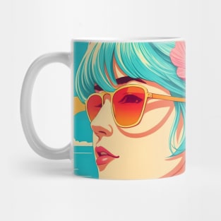 vintage pop-art Summer girl on flower beach Mug